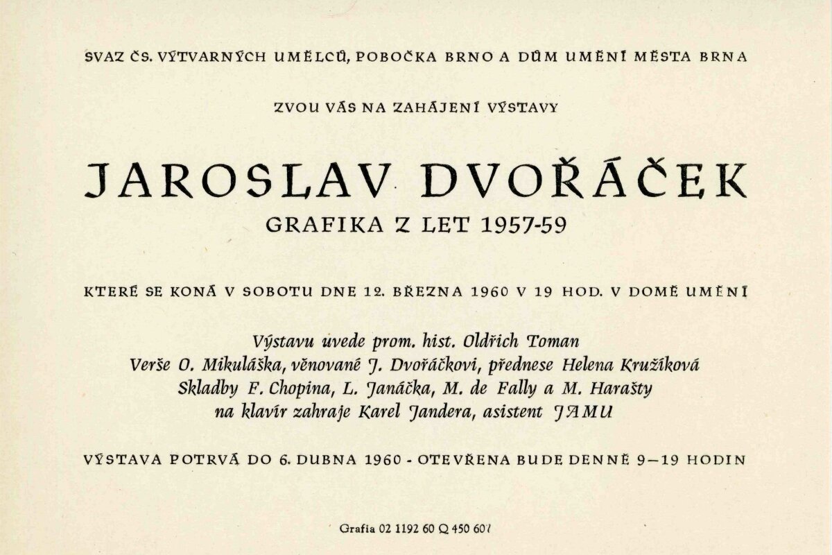 Jaroslav Dvořáček. Grafika z let 1957–1959